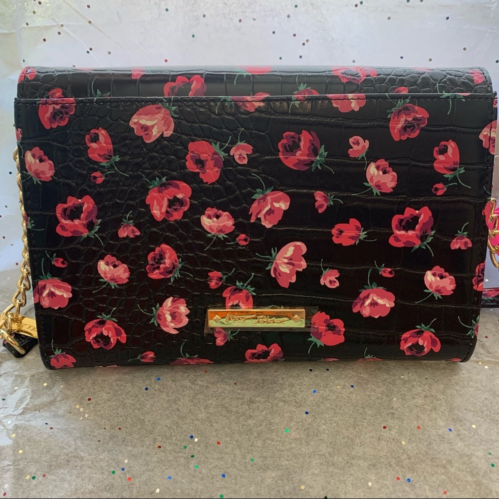 Betsey Johnson Floral Crossbody Wallet Handbag - Picture 7 of 13
